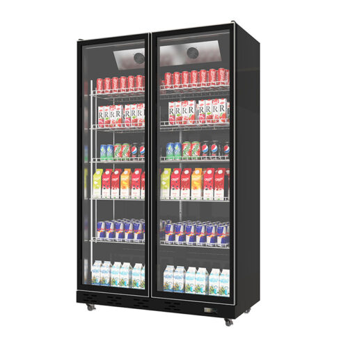 Double-door commercial glass door wine and beverage freezer
