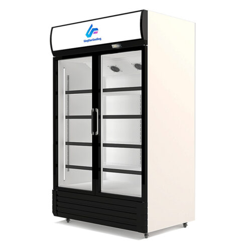 650L Supermarket Counter Double-Door Vertical Glass Refrigerator