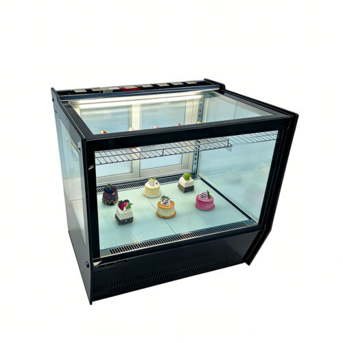 Countertop Cake Showcase Refrigerated with Curved Glass & Full View Display for Bakery