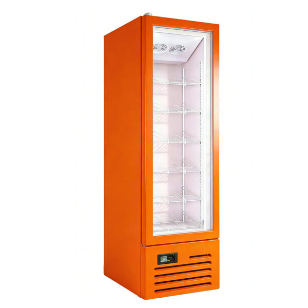 Single Door Glass Upright Beverage Display Refrigerator for Retail Drink Display with LED Lighting and Digital Control Showcase
