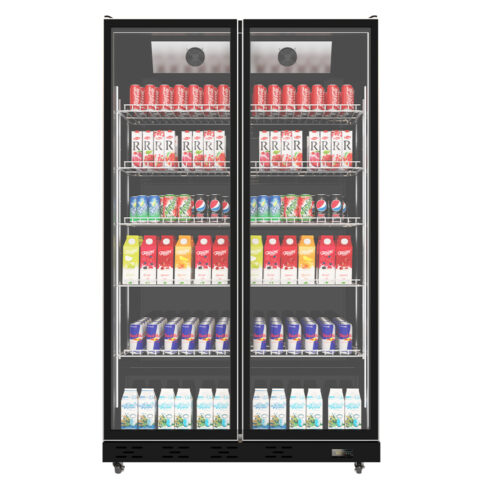 Commercial Double-door Single-Temperature Beverage Cooler Large-capacity Glass Doors for Convenience Store Use Digital Control