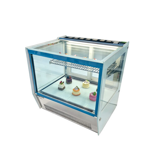 Curved Glass Countertop Cake Display Cooler Full View Refrigerated Showcase for Bakery Dessert