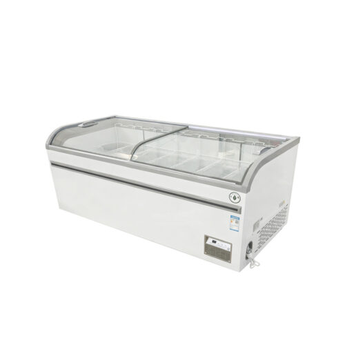 Commercial Curved Glass Door Freezer Chest Deep Freezer Sliding Glass Door Ice Cream Freezer Display