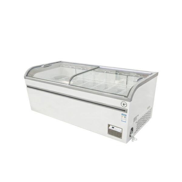 Commercial Curved Glass Door Freezer Chest Deep Freezer Sliding Glass Door Ice Cream Freezer Display