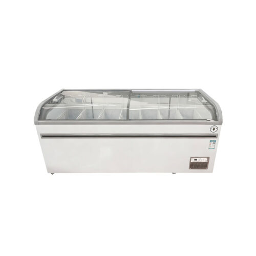 Commercial Curved Glass Door Chest Freezer Deep Freezer Sliding Glass Door Ice Cream Display Freezer