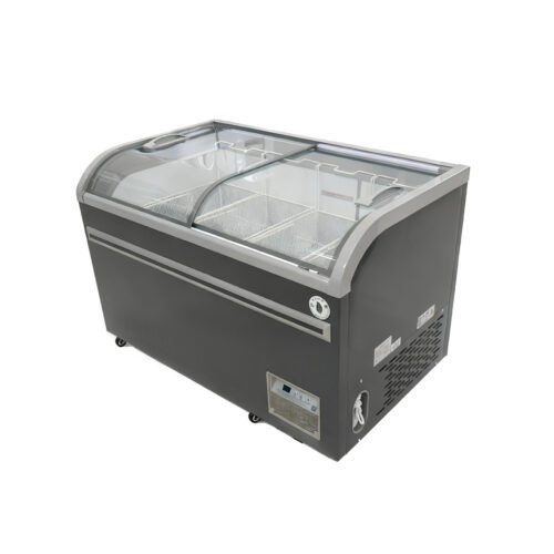 Commercial Deep Freezer Chest Type with Curved Sliding Glass Door Ice Cream Display Freezer