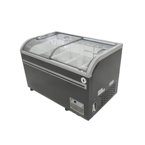 Commercial Deep Freezer Chest Type with Curved Sliding Glass Door Ice Cream Display Freezer