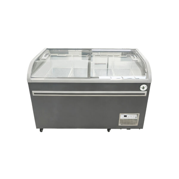 Chest Deep Freezer Commercial Curved Sliding Glass Door Ice Cream Display Freezer