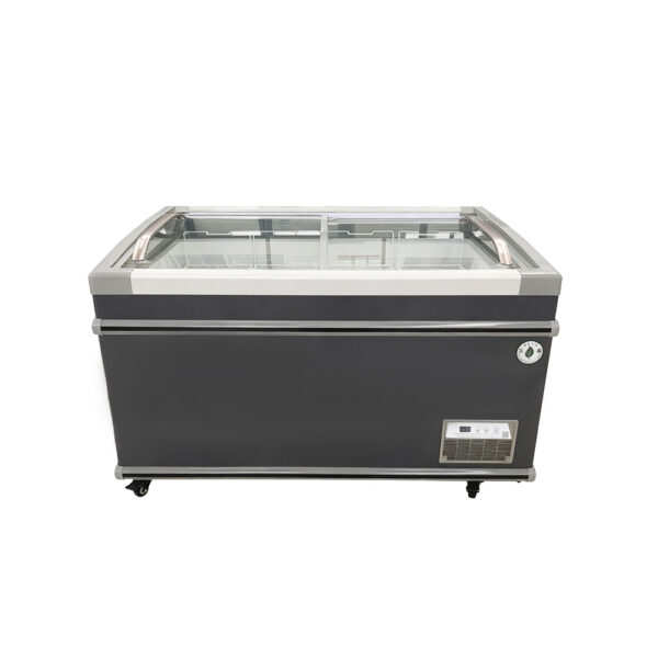 Sliding Glass Door Chest Deep Freezer Commercial Curved Door Ice Cream Display Freezer