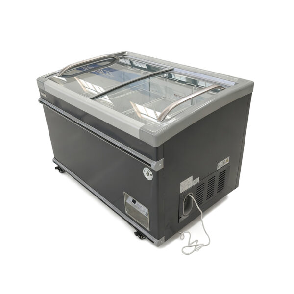 Commercial Chest Freezer with Curved Glass Sliding Door Deep Freezer for Ice Cream Display
