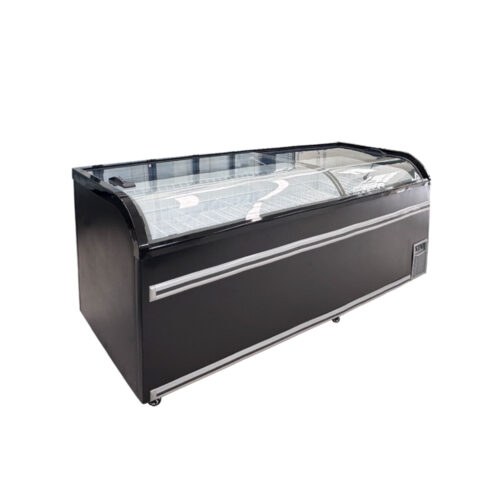 Commercial Sliding Glass Freezer with Curved Glass Display Ice Cream Chest Freezer for Supermarket, Grocery, Restaurant