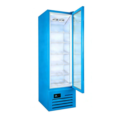 Single-Temperature Fan Cooling Upright Vertical Glass Door Display Showcase Chiller Refrigerator