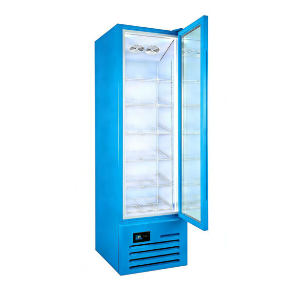 Single-Temperature Fan Cooling Upright Vertical Glass Door Display Showcase Chiller Refrigerator