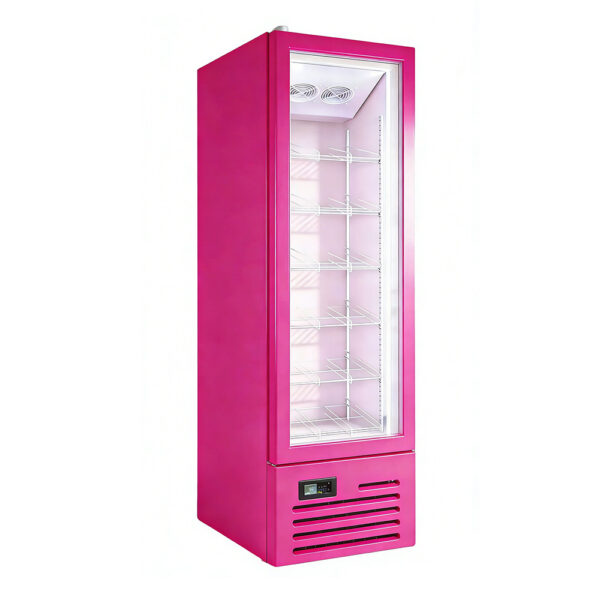 Single Door Glass Upright Beverage Display Refrigerator for Retail Drink Display with LED Lighting and Digital Control Showcase