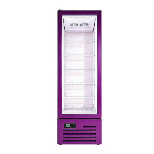 Commercial Air-Cooled Double Glass Door Upright Refrigerator Showcase Digital Temperature Control LED Lighting