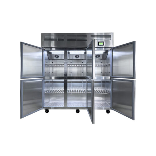 - Digital Control Commercial Four Door Stainless Steel Upright Freezer Dual Temperature Refrigerator for Hotel Kitchen