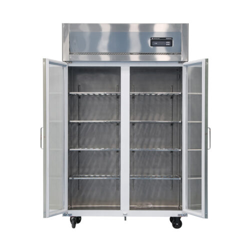 Commercial Two Door Stainless Steel Upright Freezer Digital Control Dual Temperature Refrigerator for Hotel Kitchen