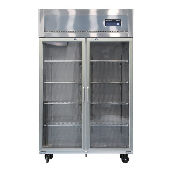 Stainless Steel Commercial Two Door Upright Refrigerator Digital Control Dual Temperature Freezer Hotel Kitchen