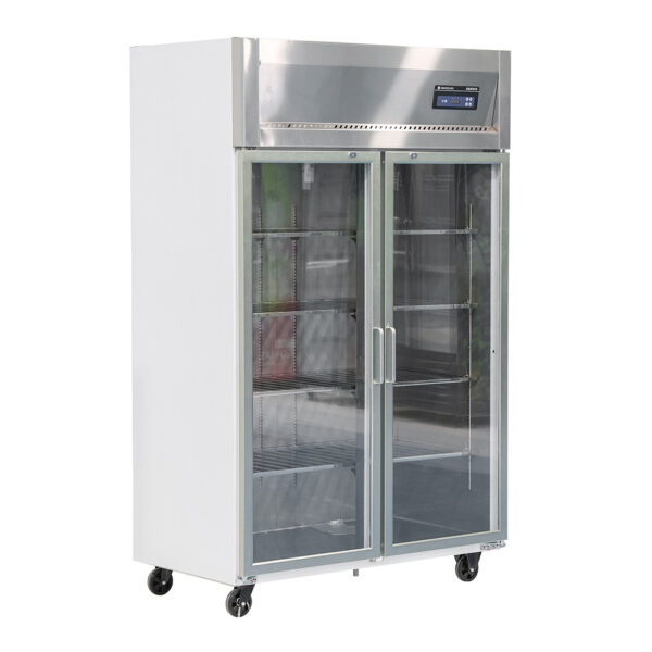 Digital Control Stainless Steel Commercial Two Door Upright Freezer Dual Temperature Refrigerator Hotel Kitchen