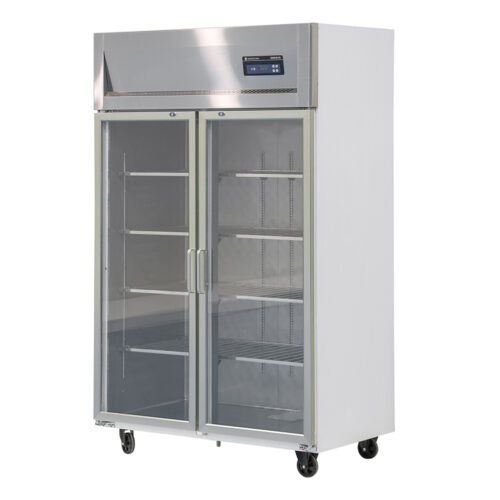 Stainless Steel Commerci Two Door Upright Freezer Digital Control Dual Temperature Refrigerator Hotel Kitchen