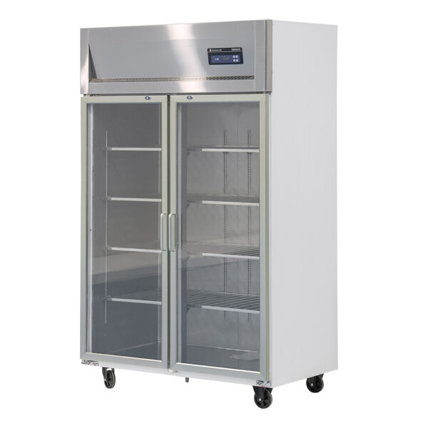 Stainless Steel Commerci Two Door Upright Freezer Digital Control Dual Temperature Refrigerator Hotel Kitchen