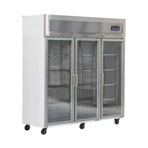 Stainless Steel Commercial Three Door Upright Freezer Digital Control Dual Temperature Refrigerator Hotel Kitchen