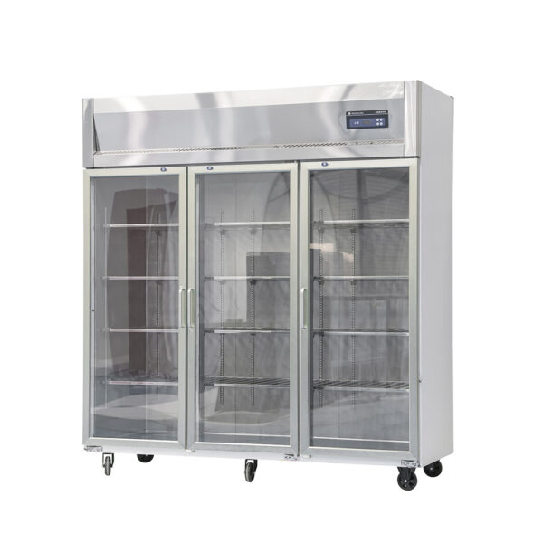 Commercial Three Door Upright Freezer Stainless Steel Digital Control Dual Temperature Refrigerator for Hotel Kitchen